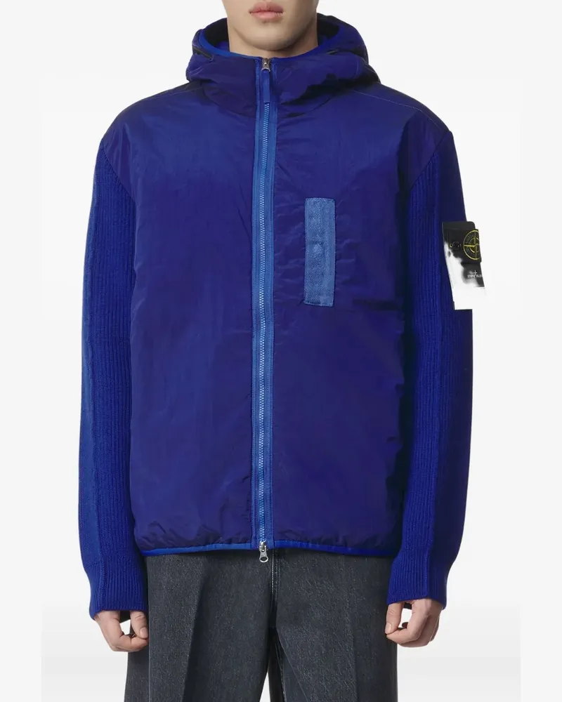 Stone Island logo-patch hooded jacket - Blau Blau
