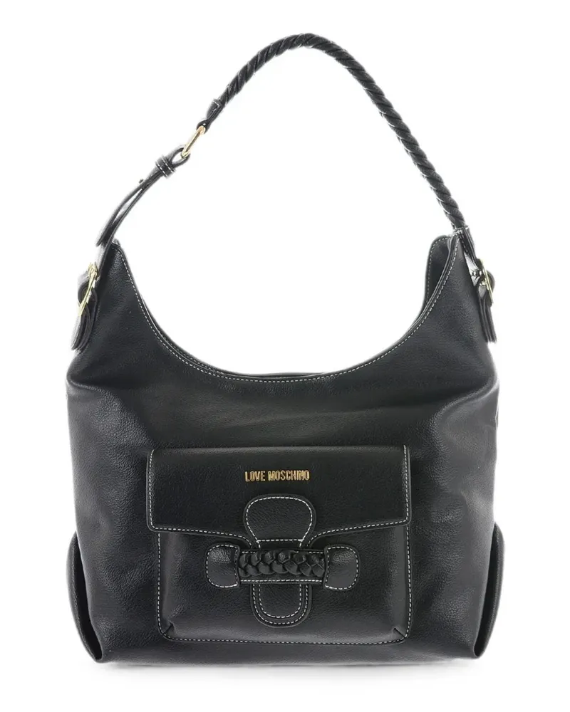 Moschino braided-handle Love medium shoulder bag - Schwarz Schwarz