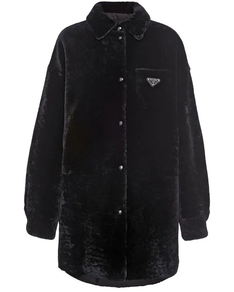 Prada Wendbarer Mantel mit Triangel-Logo - Schwarz Schwarz