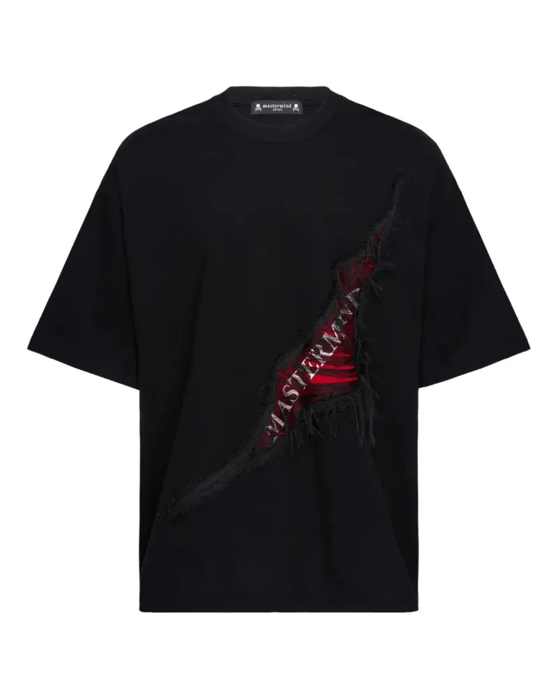 Mastermind Japan ripped-affect boxy-fit T-shirt - Schwarz Schwarz