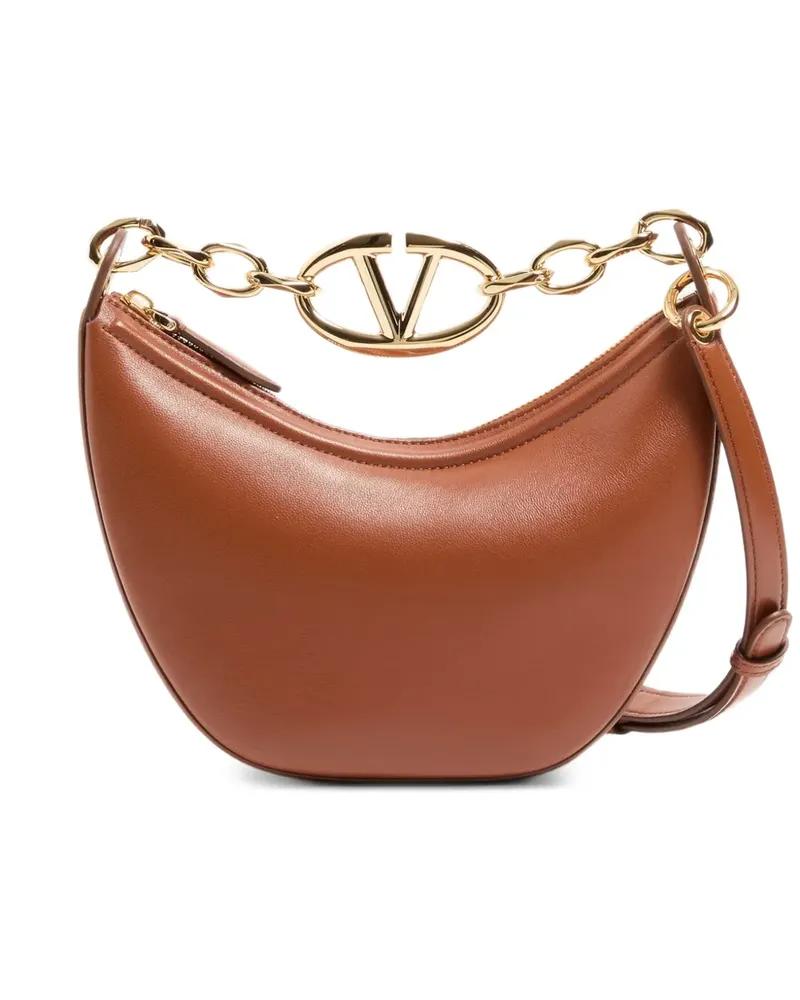 Valentino Garavani mini VLogo Moon bag in nappa with chain - Braun Braun