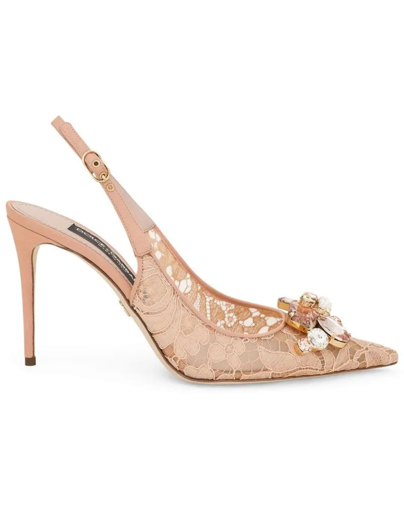Dolce & Gabbana Rainbow Lace Slingback-Pumps 90mm - Nude Nude