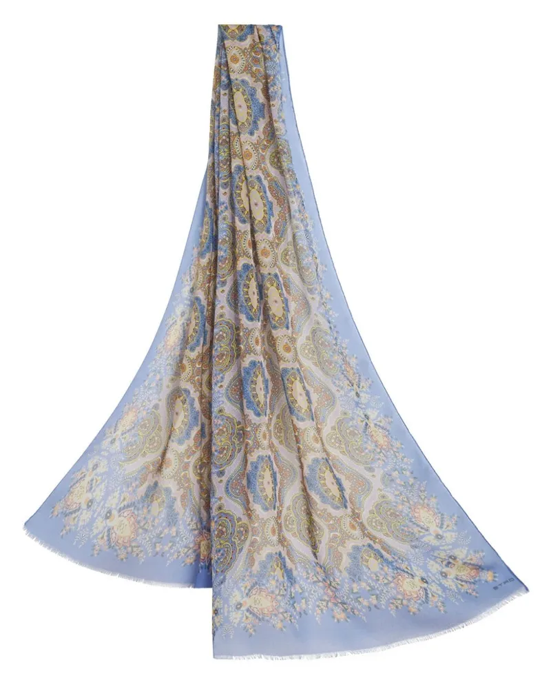 Etro Seidenschal mit Medaillen-Print - Blau Blau