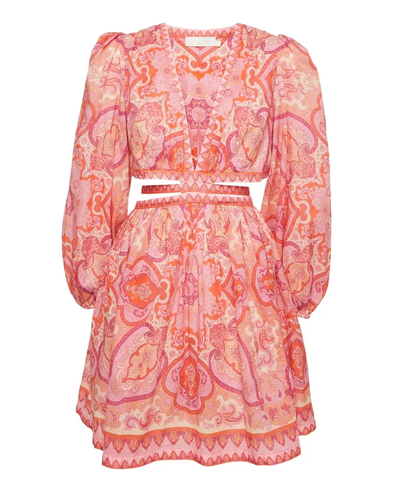 Zimmermann Halcyon paisley-print mini dress - Rosa Rosa