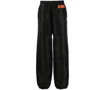 Weite Hose mit Logo-Patch - Schwarz