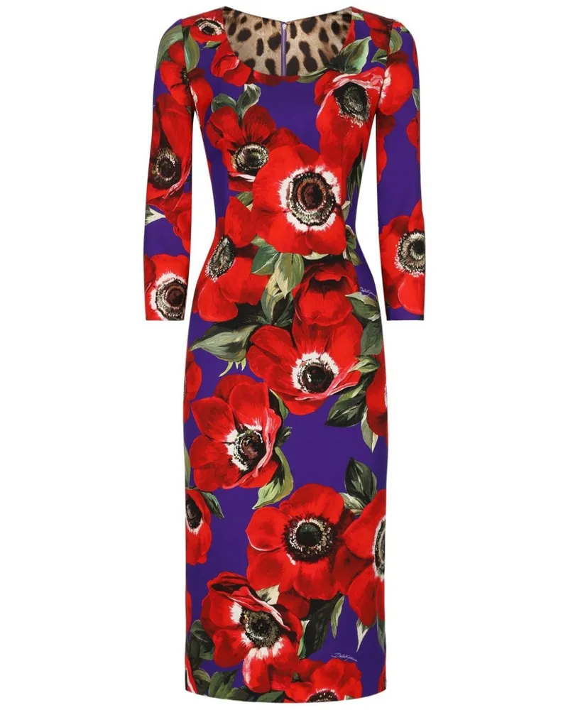 Dolce & Gabbana Midikleid mit Print - Violett Violett