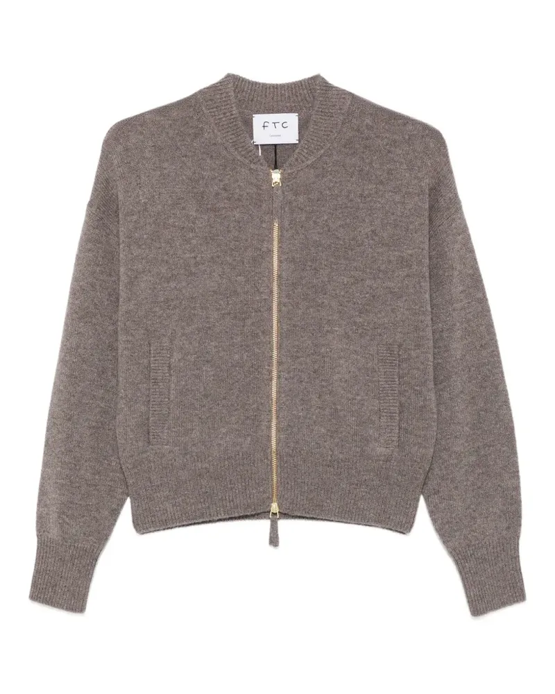 FTC Cashmere zip-up ribbed-trim cardigan - Braun Braun