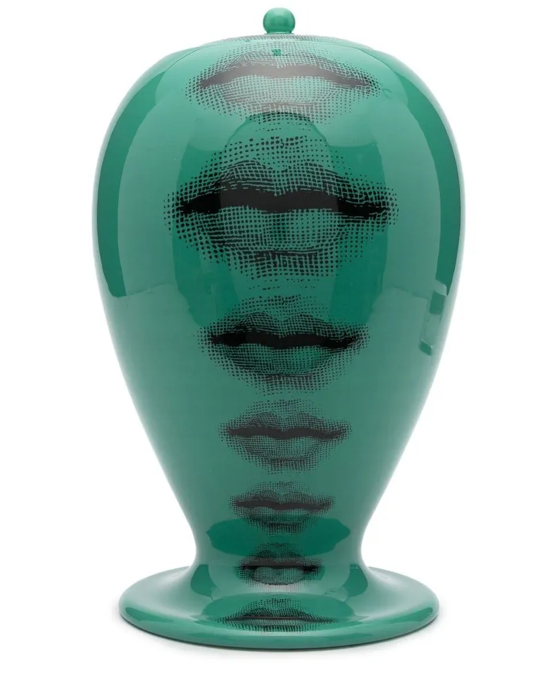 Fornasetti Vase mit Gesicht-Print Grün