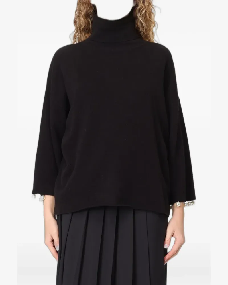 MEIMEIJ pearl-embellished roll-neck sweater - Schwarz Schwarz