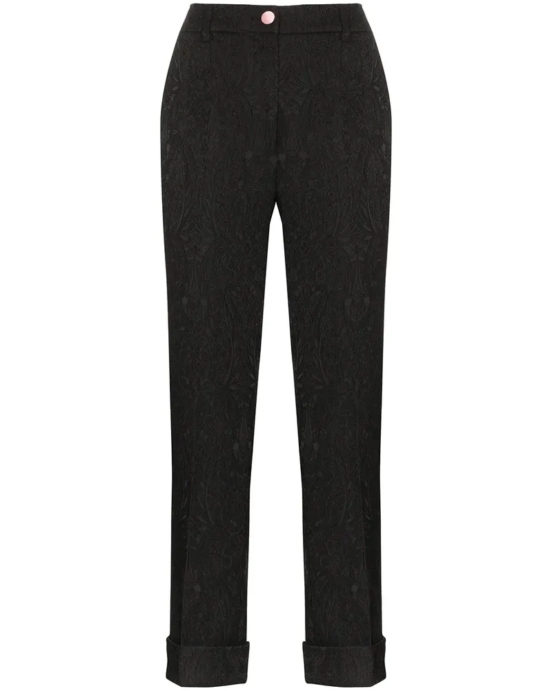 Dolce & Gabbana Cropped-Hose aus floralem Brokat - Schwarz Schwarz