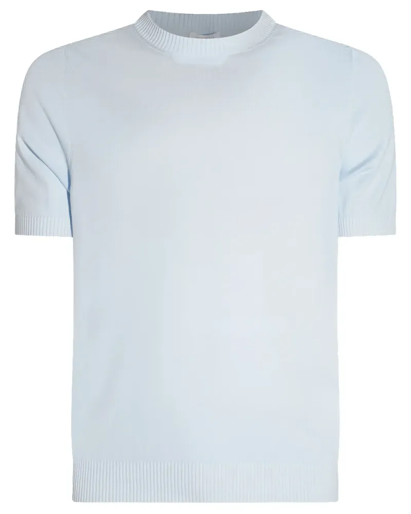 Malo Fein gestricktes T-Shirt - Blau Blau