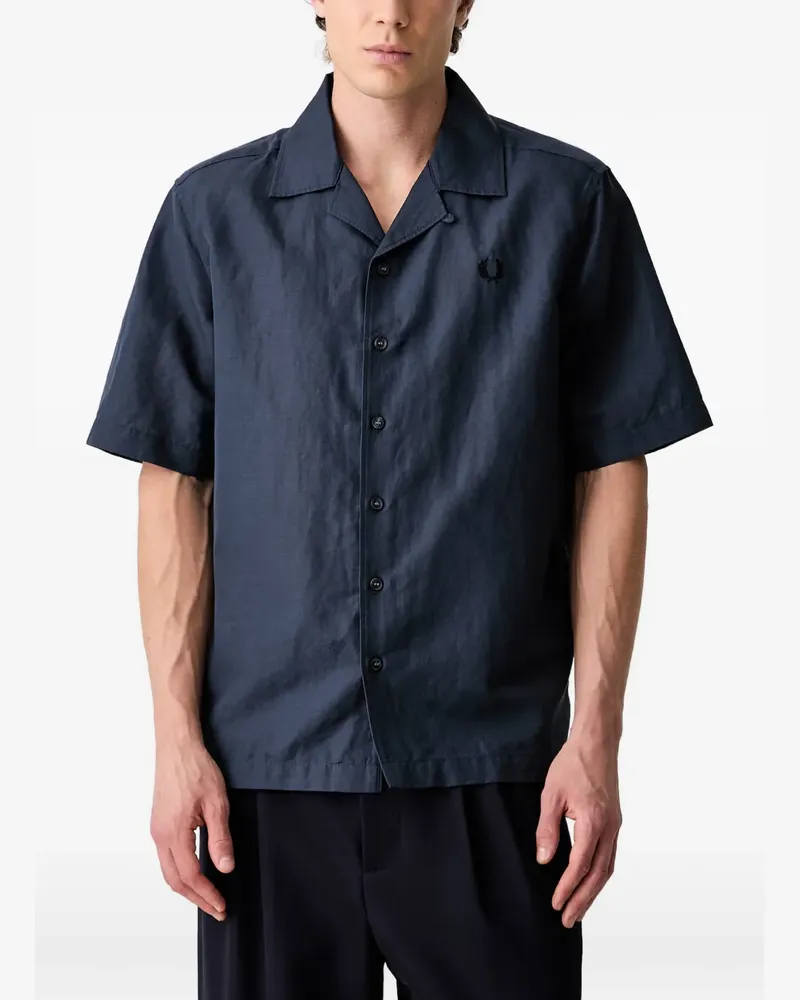 Fred Perry embroidered-logo camp-collar shirt - Blau Blau