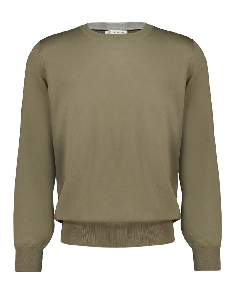 Brunello Cucinelli Pullover mit geripptem Besatz - Grün Grün
