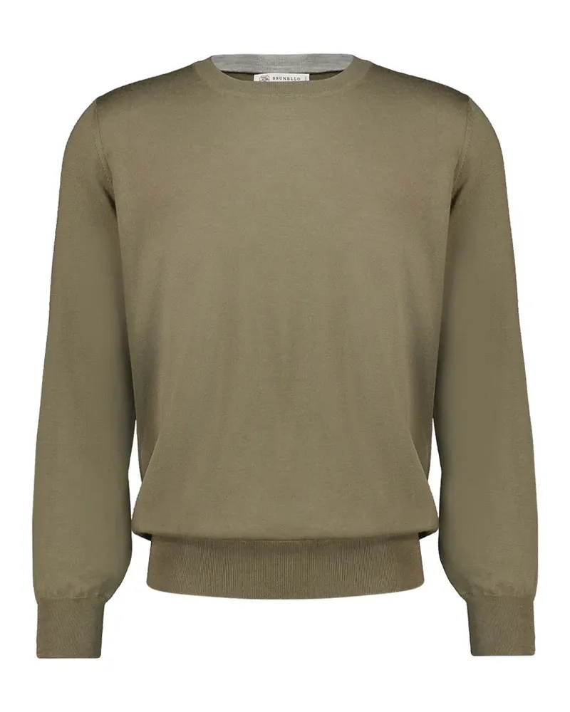 Brunello Cucinelli Pullover mit geripptem Besatz - Grün Grün