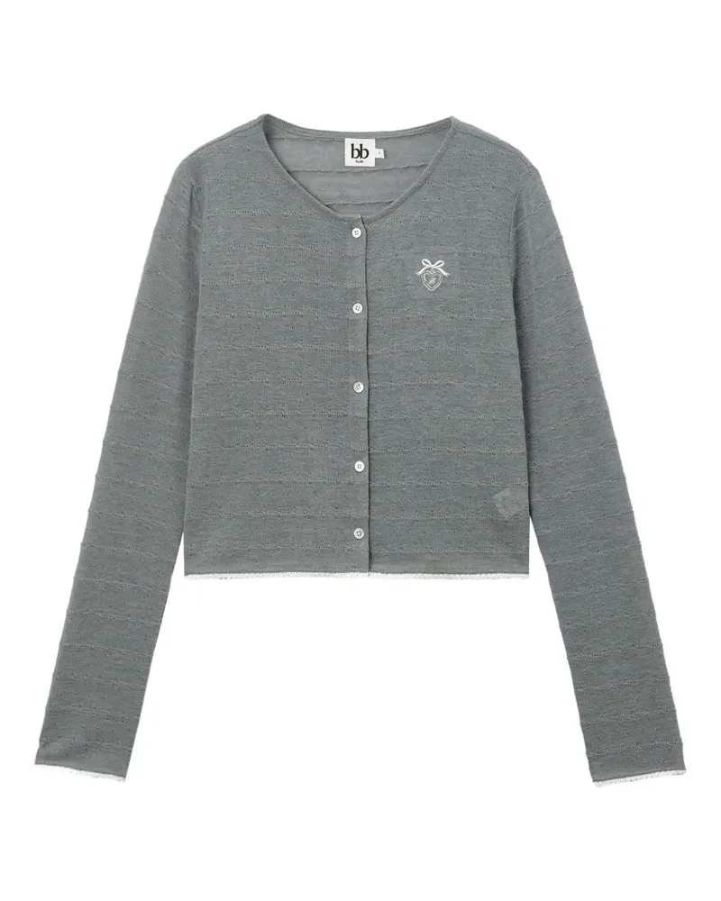 b+ab Bestickter Cropped-Cardigan - Grau Grau
