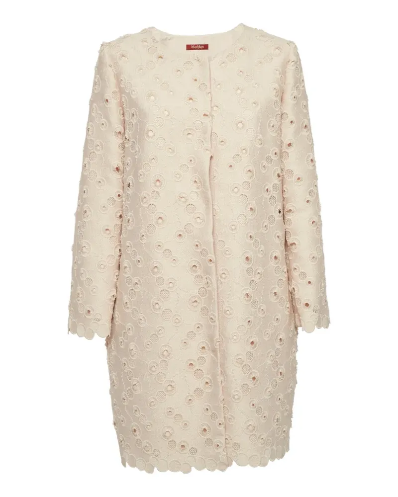 Max Mara embroidered scalloped-edge coat - Nude Nude