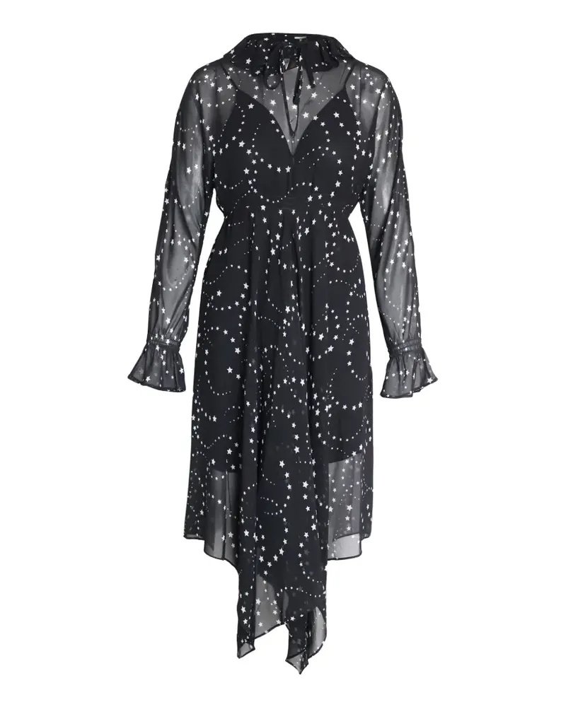 Maje star-print tie-neck dress - Schwarz Schwarz