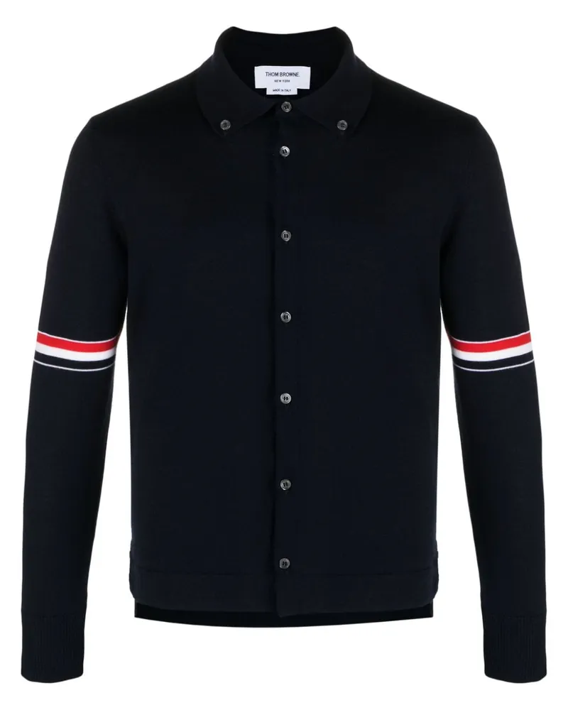 Thom Browne Cardigan aus Schurwolle mit RWB-Intarsie - Blau Blau