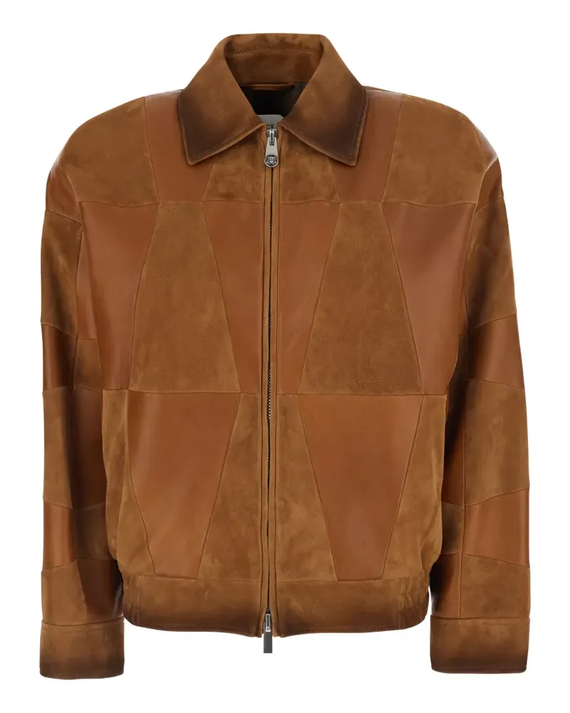 Versace patchwork leather jacket - Braun Braun