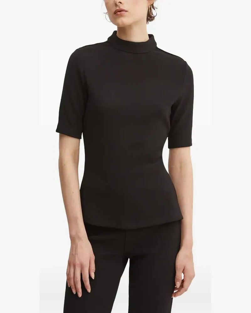 HUGO BOSS ribbed high-neck top - Schwarz Schwarz