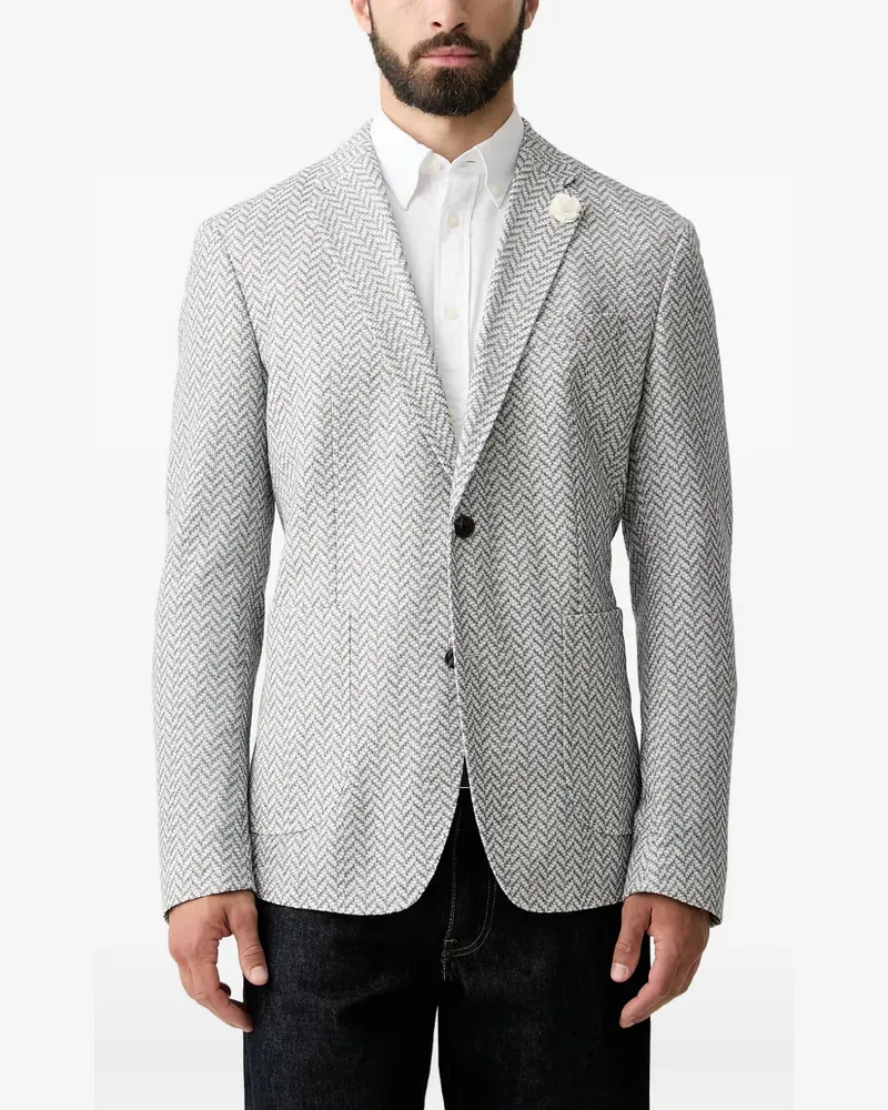 JOOP! herringbone-pattern notch-lapels blazer - Weiß Weiß