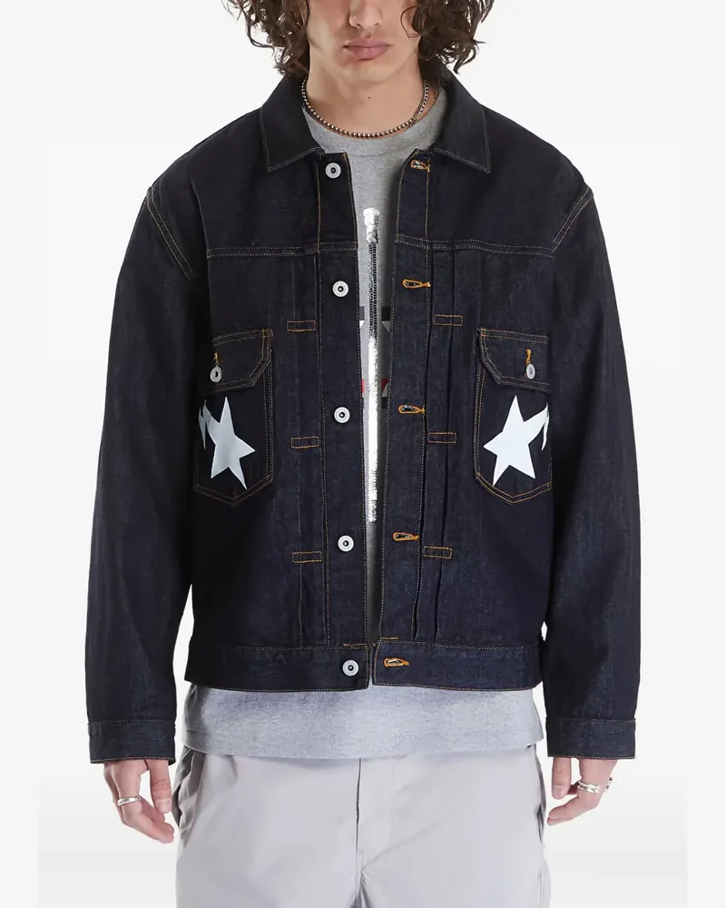 BAPE Sta Jeansjacke mit Print - Blau Blau