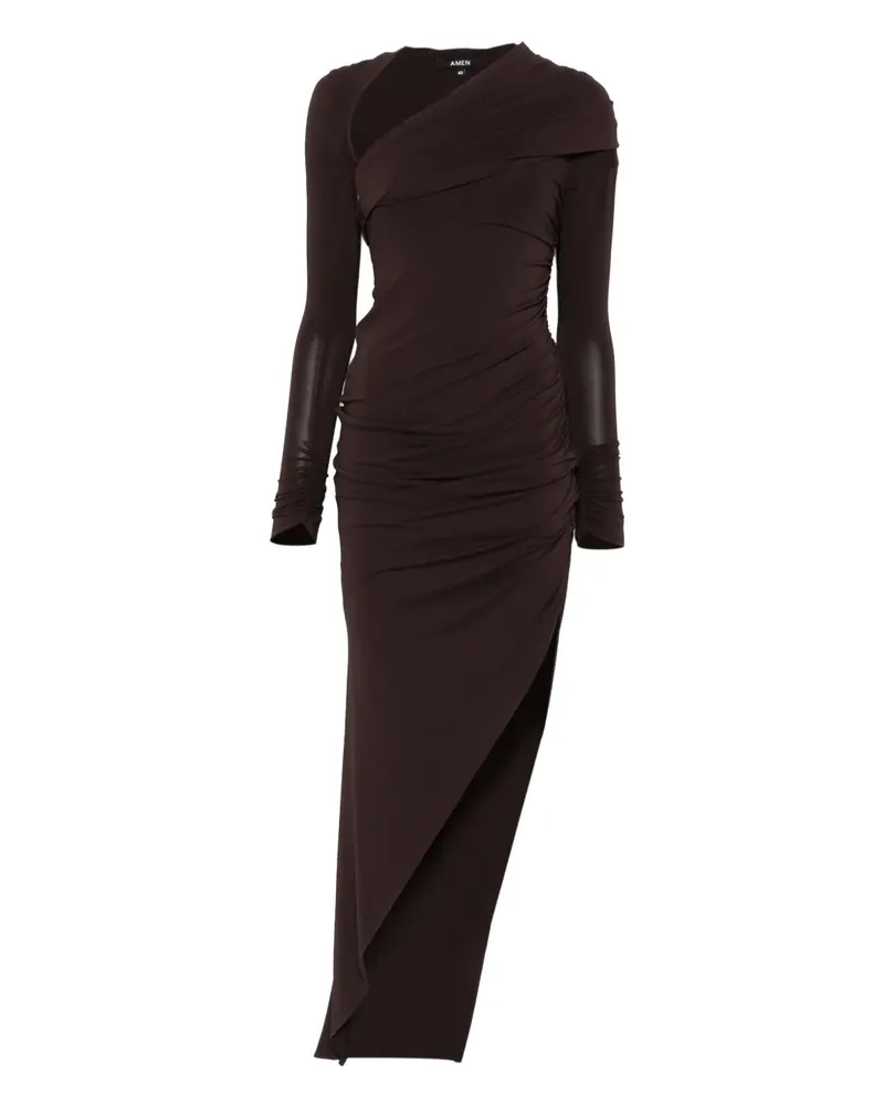 Amen Drapiertes Kleid im asymmetrischen Look - Braun Braun