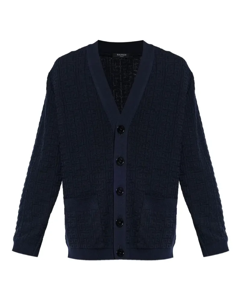 Balmain jacquard V-neck cardigan - Blau Blau