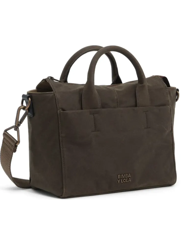 BIMBA Y LOLA Mittelgroße Superwax Khaki Bowlingtasche - Braun Braun
