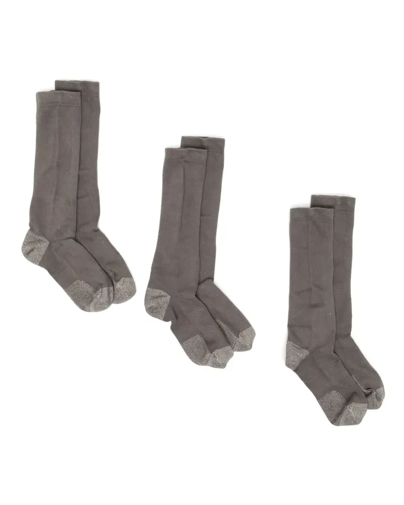 Boris Bidjan Saberi 3er-Set gerippte Stricksocken - Grau Grau