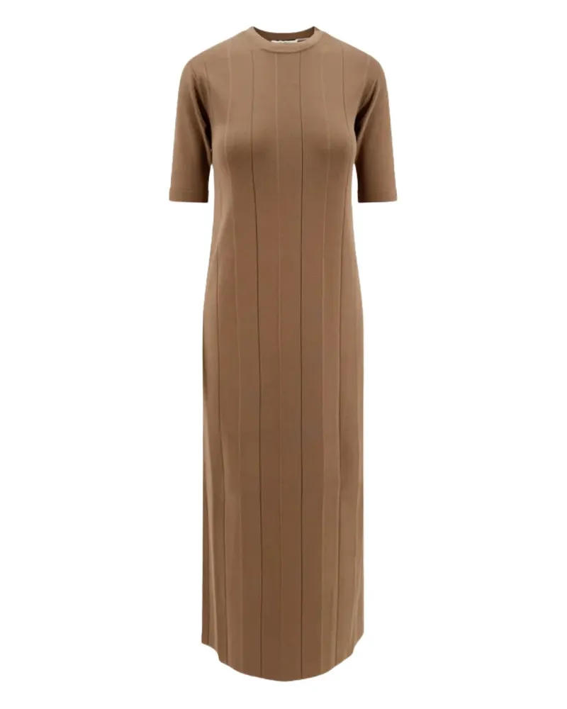 Max Mara Orafo Maxikleid aus Rippstrick - Braun Braun