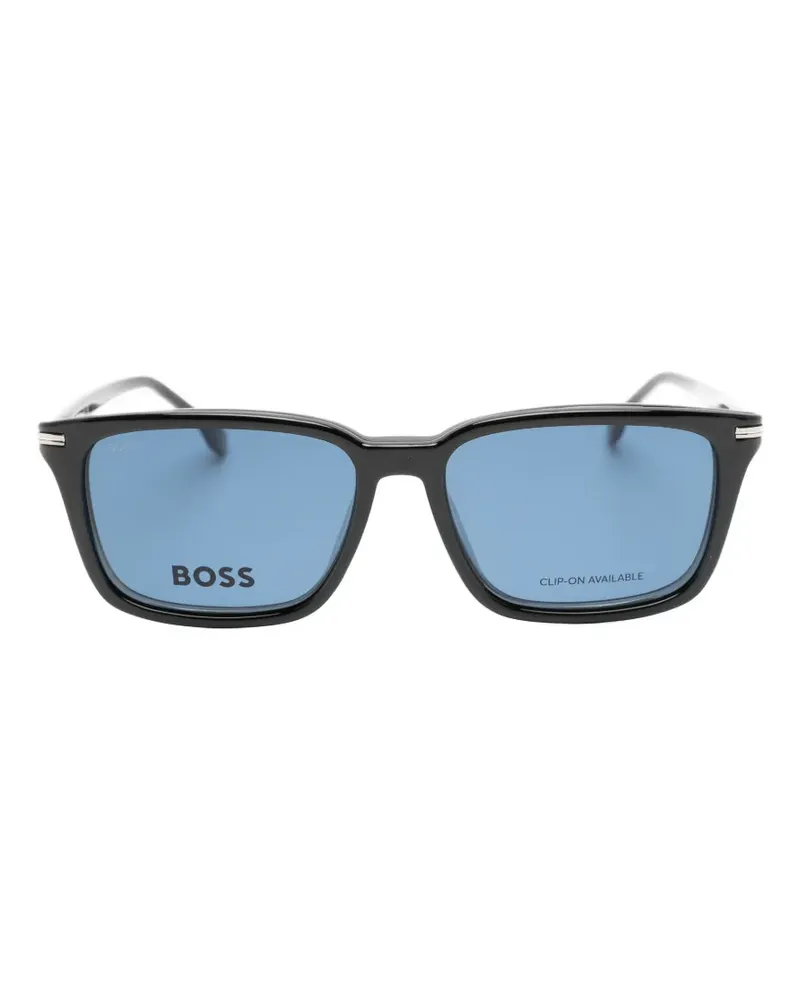 HUGO BOSS rectangle-frame clip-on glasses - Schwarz Schwarz