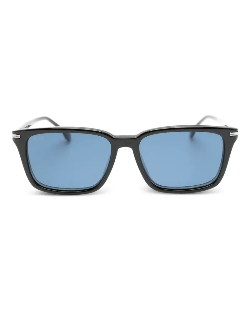 HUGO BOSS rectangle-frame clip-on glasses - Schwarz Schwarz