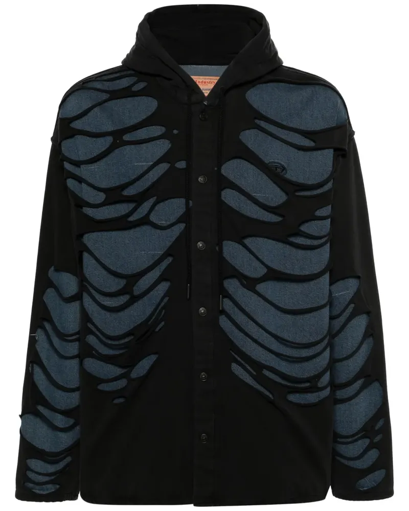 Diesel D-Dewny-Hood-S Hemd im Distressed-Look - Blau Blau