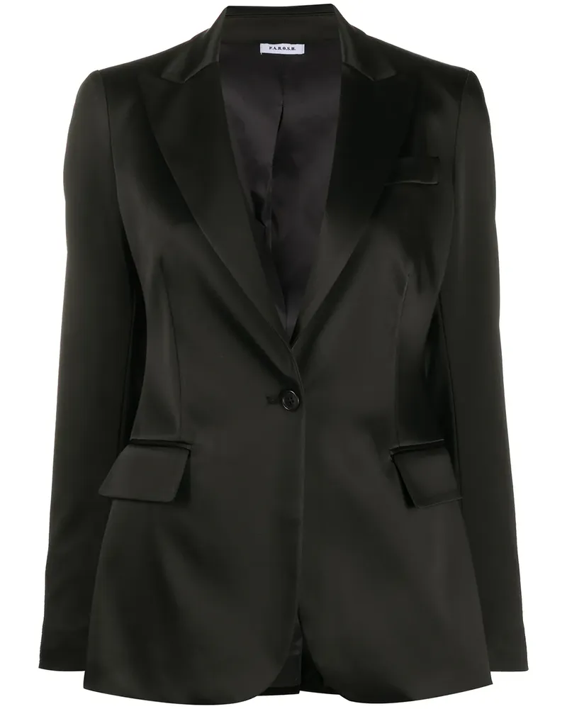 P.A.R.O.S.H. P.A.R.O H. Einreihiger Satinblazer - Schwarz Schwarz