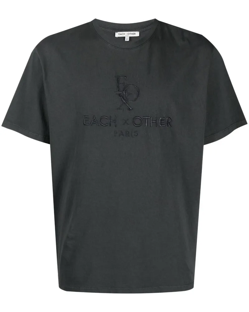 EACH OTHER T-Shirt mit Logo-Stickerei Blau