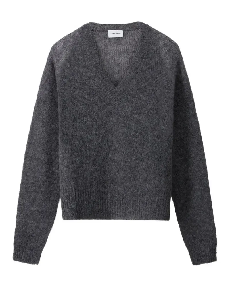 Scaglione Kastiger Pullover mit V-Ausschnitt - Grau Grau