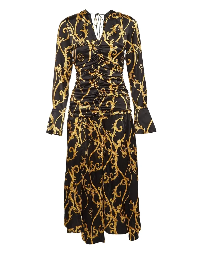 Ganni Kleid mit Barock-Print - Schwarz Schwarz