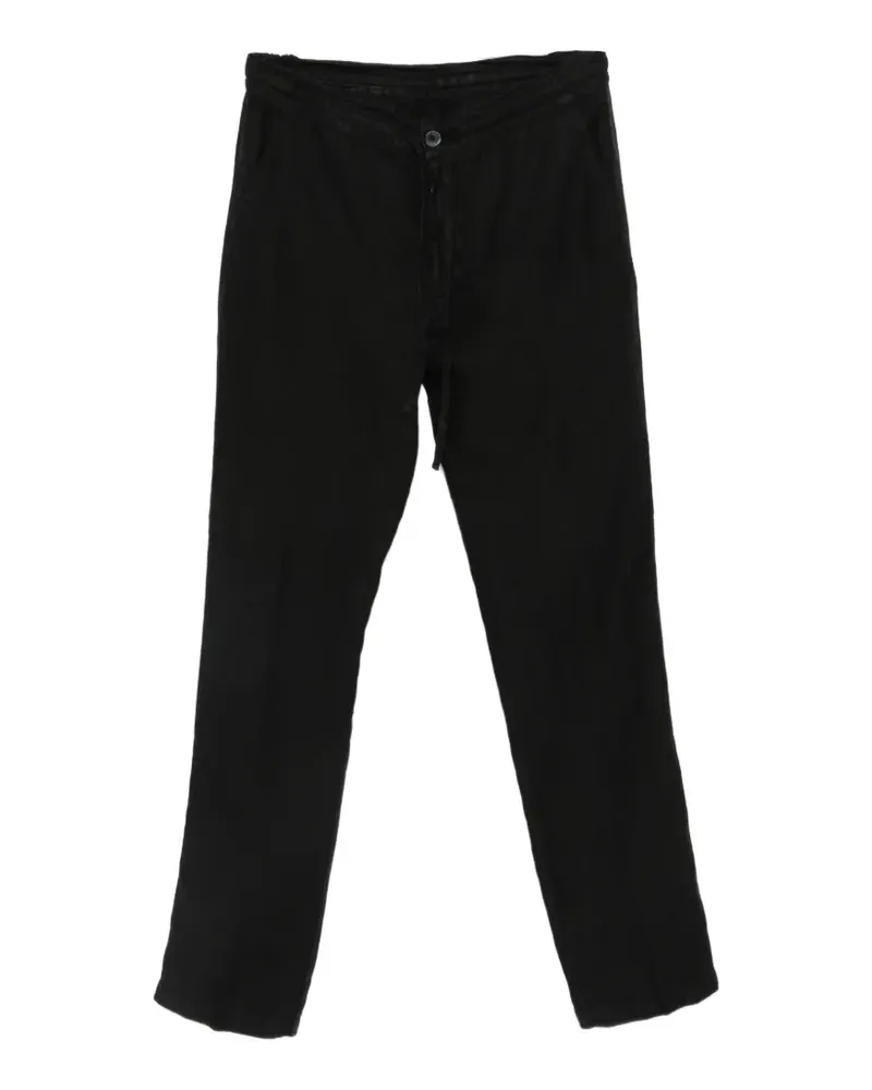 120% Lino drawstring-waist straight-leg trousers - Schwarz Schwarz