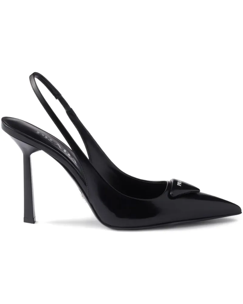 Prada Slingback-Pumps mit Logo 100mm - Schwarz Schwarz