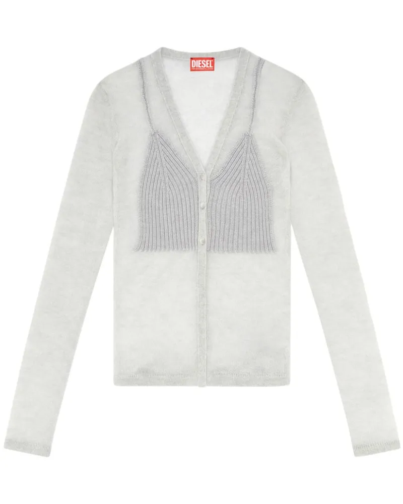 Diesel Cardigan im Lagen-Look - Grau Grau