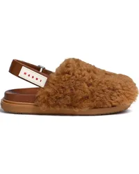 Marni Sabot Shearling-Mules Braun