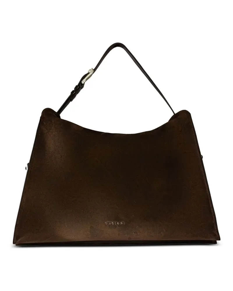 Orciani Große Trinity Peach Wildleder-Schultertasche - Braun Braun