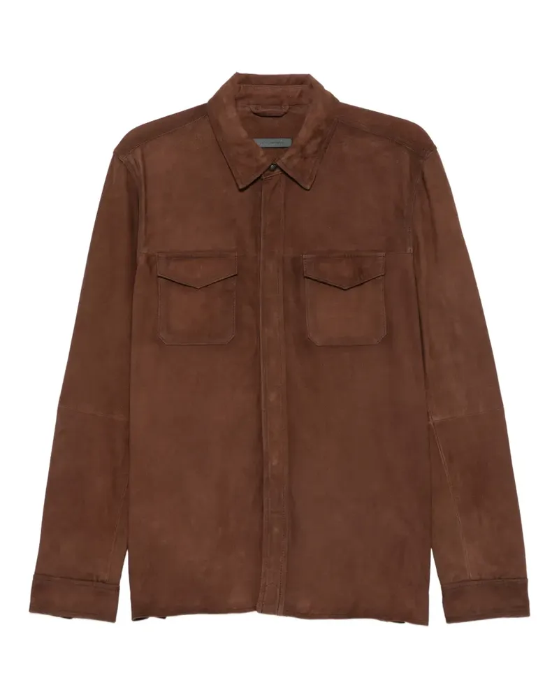 John Varvatos pocket leather jacket - Braun Braun