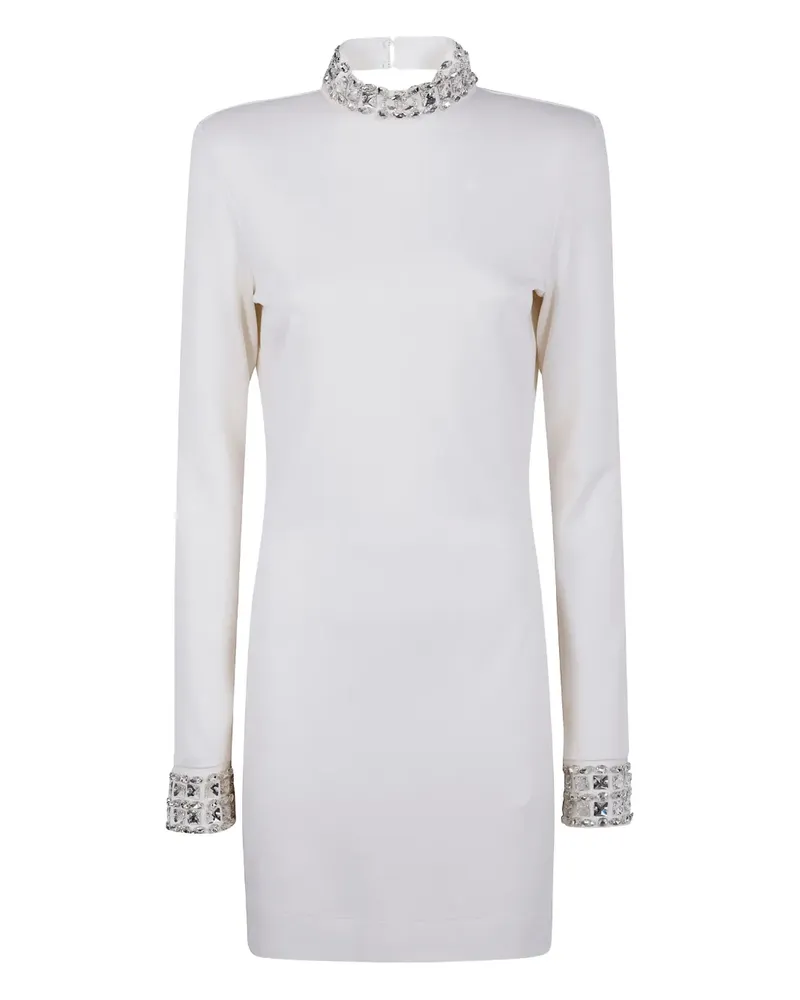 Blumarine Kristallverziertes Minikleid mit Stehkragen - Weiß Weiß