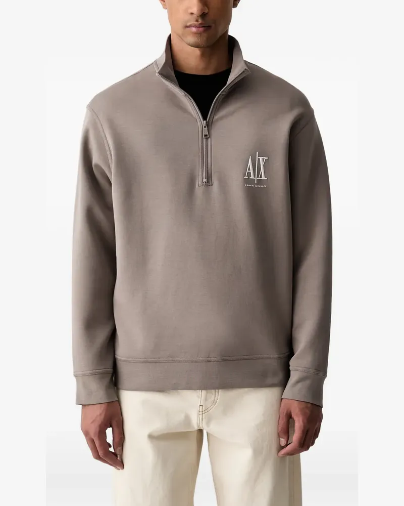 Armani Exchange logo-embroidered quarter-zip sweatshirt - Grau Grau