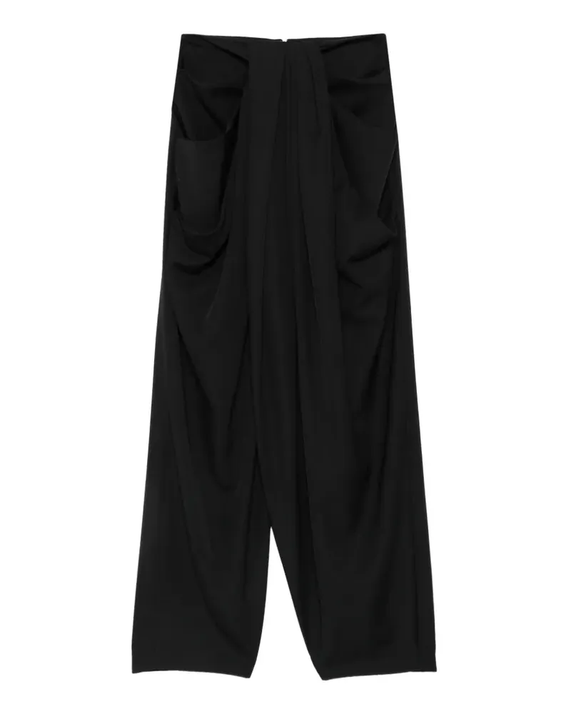Balmain Drapierte Grain de Poudre Hose - Schwarz Schwarz