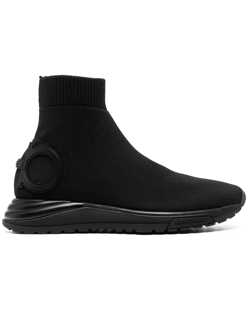 Ferragamo Gancini Sneakers in Strickoptik - Schwarz Schwarz