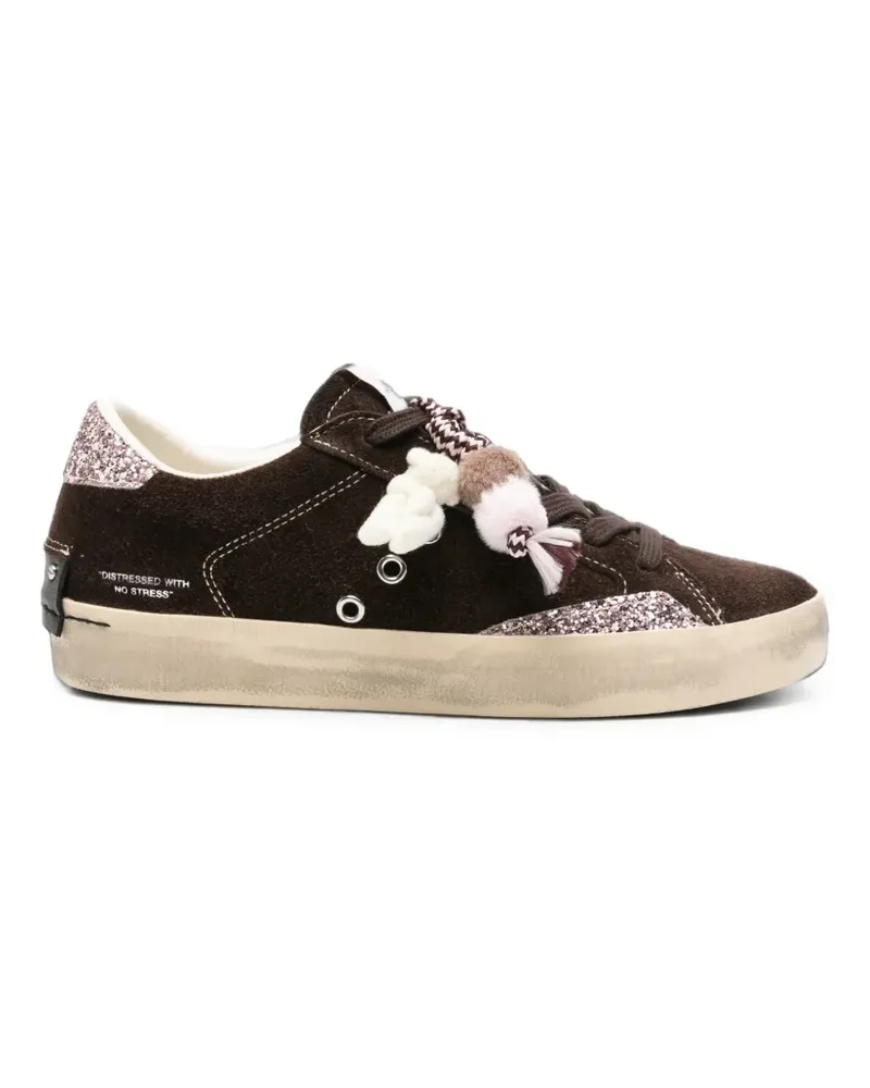 Crime Sneakers im Used-Look mit Glitter - Braun Braun