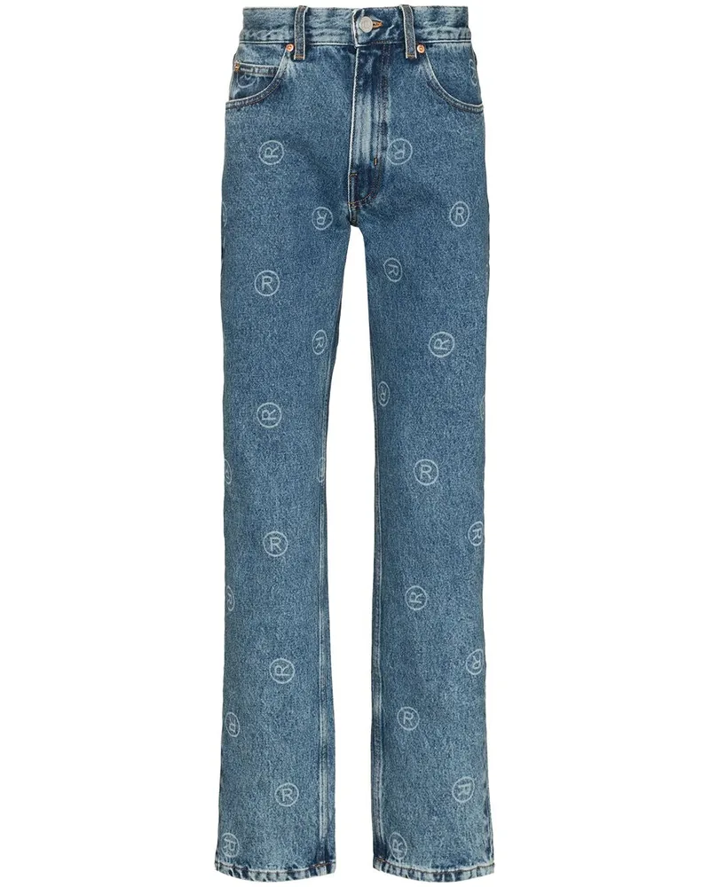 Martine Rose Gerade Jeans mit Logo-Print Blau